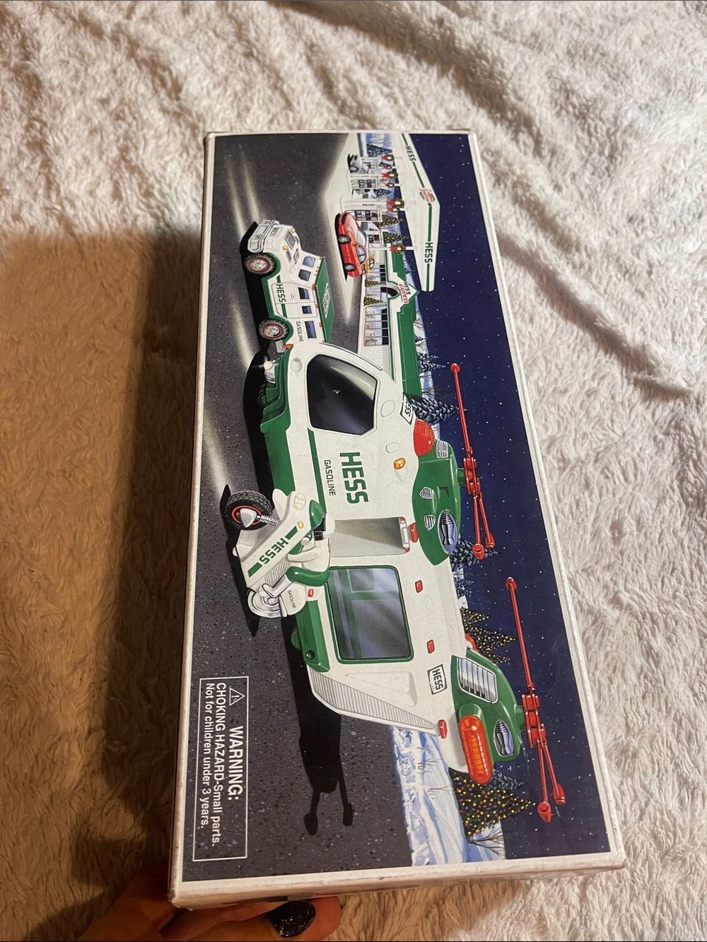 Hess 2001 green   and White Rescue Helicopter & Vehicle Playset